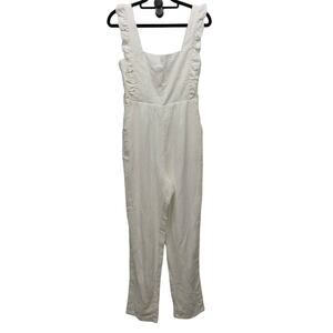 Ruffle Jumpsuit in White Size small